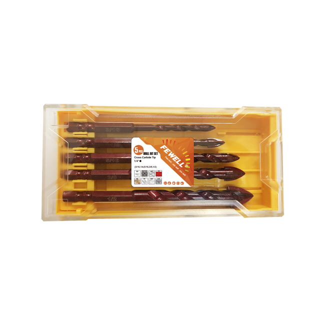 Masonry Drill Bits Set 5 Pcs for metal, brick, glass, ceramic tile plastic wood diamond hole saw Size 3/16" to 1/2"