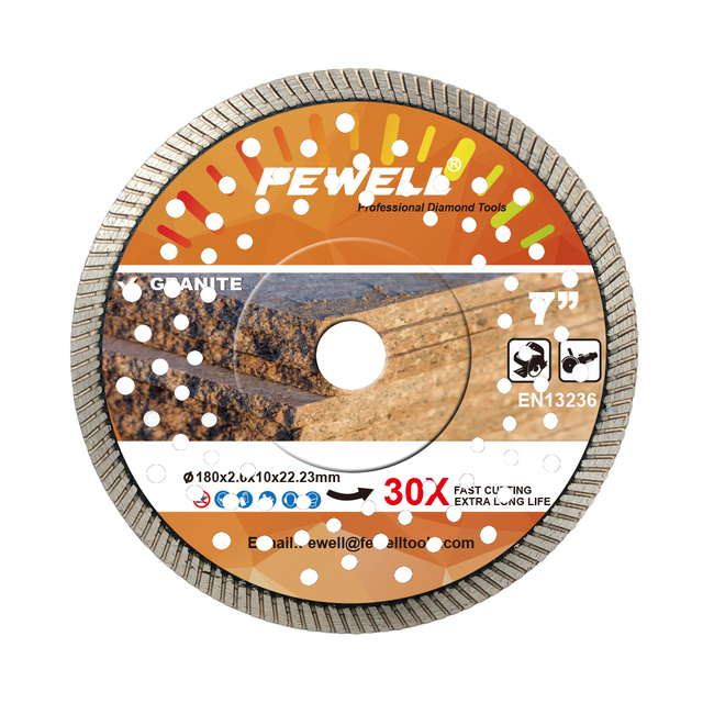 High quality Hot Press 7inch 180*2.6*10*22.23mm diamond saw blade turbo disc with reinforced center for dry cutting granite
