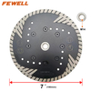 Hot Pressed 7/9inch 180/230*10*M14 mm MG turbo diamond saw blade with protection teeth for cutting abrasive materials concrete with M14 flange