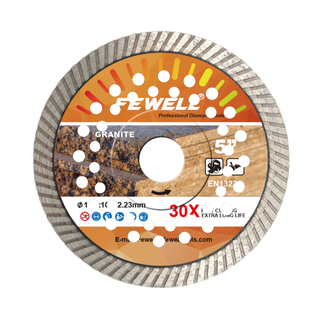 125*2.2*10*22.23mm cooling holes with reinforced center Hot Press turbo diamond saw blade for dry cutting granite