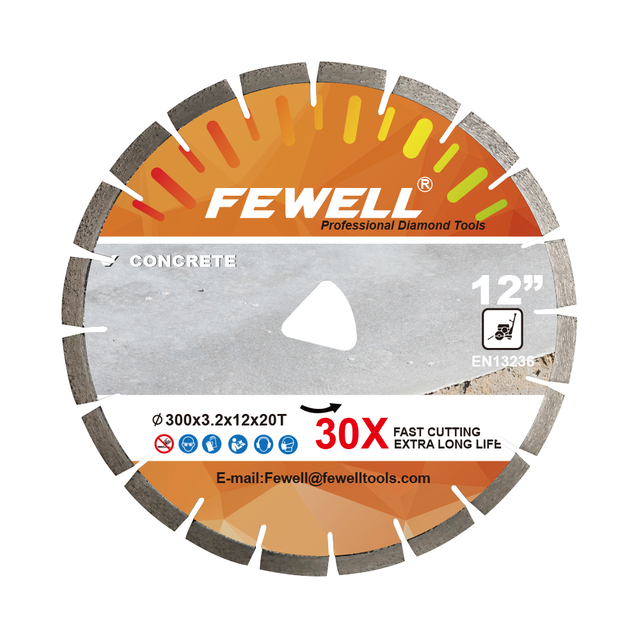 Laser welded 12inch 300*3.2*12 triangle arbor Early entry diamond saw blade for concrete stone