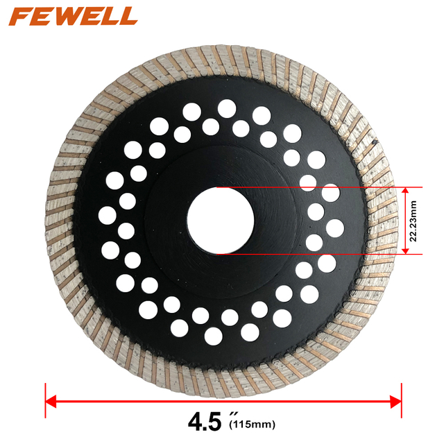 Hot Press 4.5inch 115*12*22.23mm with steel plate diamond fine turbo saw blade for dry cutting granite