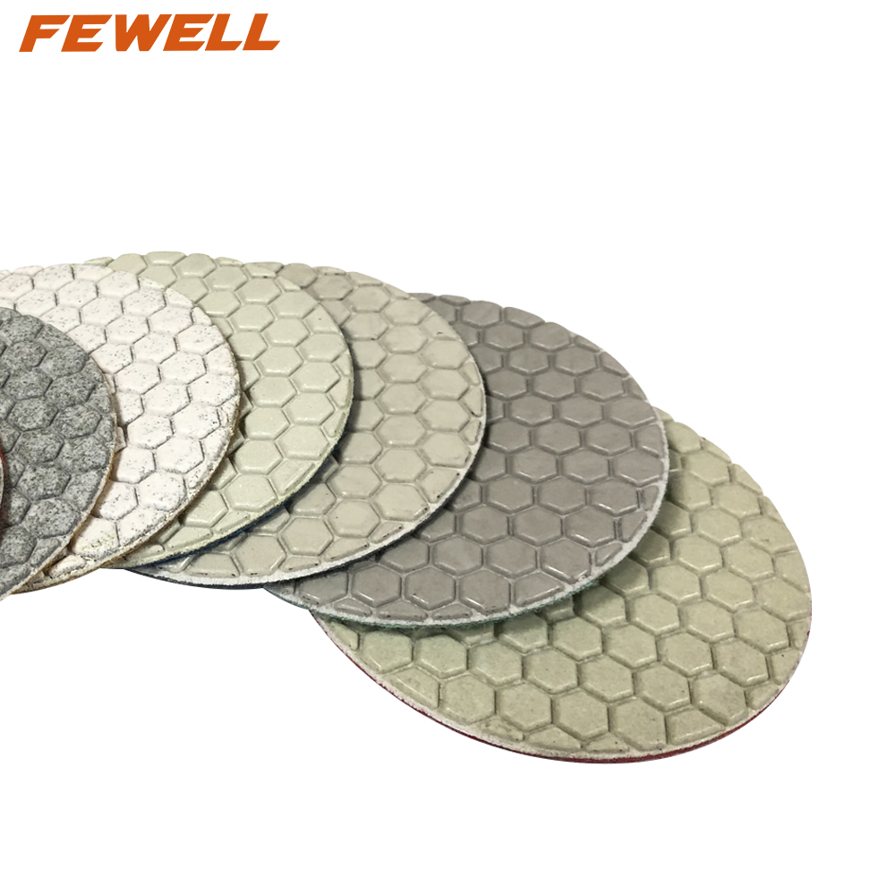Premium Grade 4inch 100mm Diamond Dry Grinding Abrasive Pads 7 PCS Sets for Polishing Ceramic Tiles Granite Marble Concrete