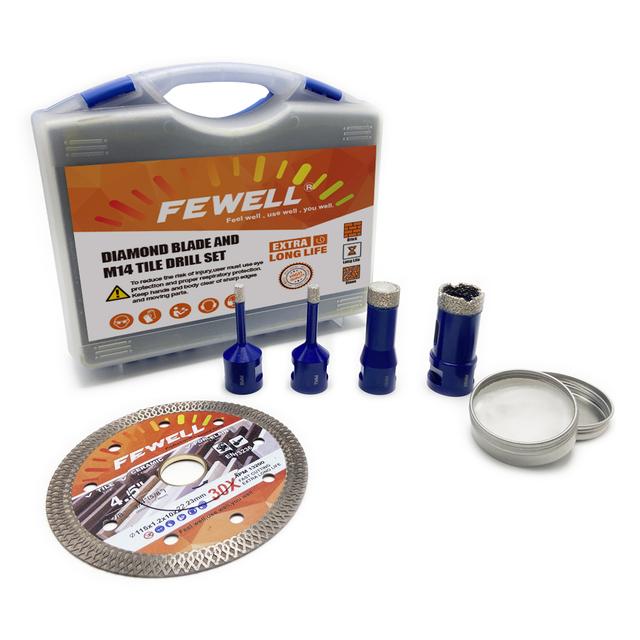 Most popular 6/7/18/25mm M14 Vacuum Brazed Drilling Core Bit set for Porcelain Tile Ceramic,115mm diamond blade and wax