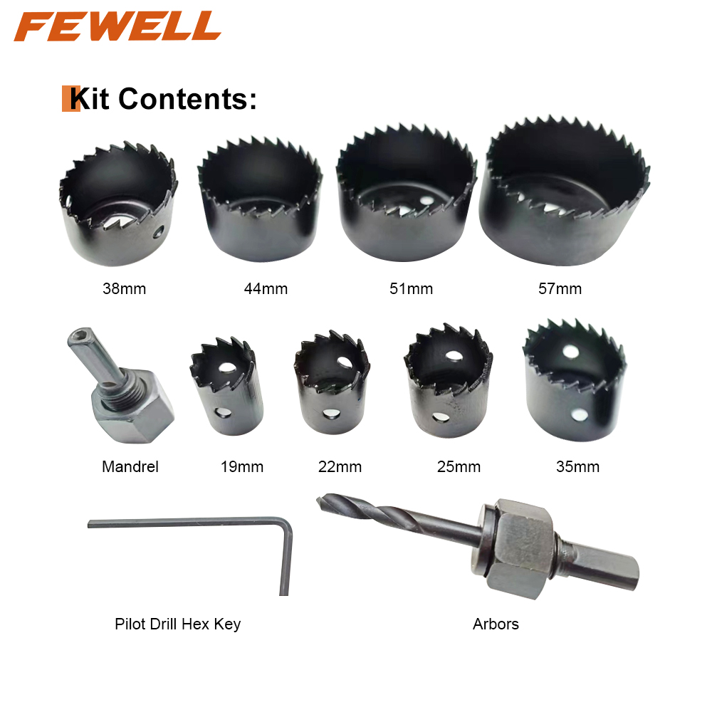 11pcs19-57mmPremium grade Tungsten Carbide Tip Core Drill Bit hole opener TCT Hole Saw cutter set For Stainless Steel metal