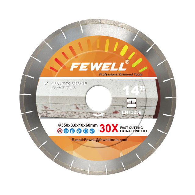 Premium 14in 350*3.0*10*60mm 10mm height silver brazed diamond saw blade for cutting quartz stone