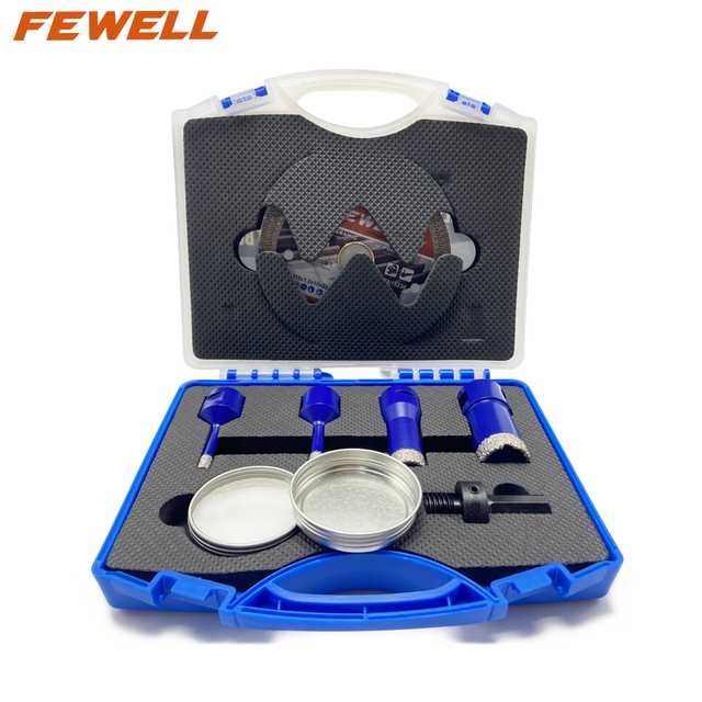 Most popular 6/7/18/25mm M14 Vacuum Brazed Drilling Core Bit set for Porcelain Tile Ceramic,115mm diamond blade and wax