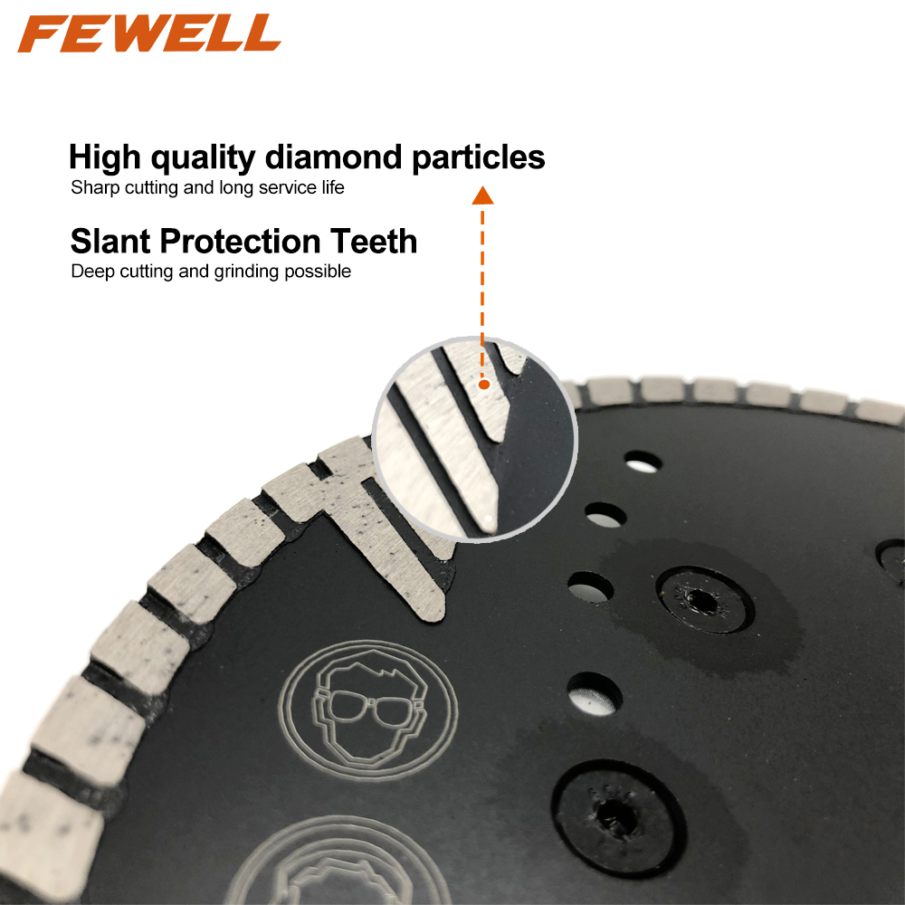 Hot Pressed 7/9inch 180/230*10*M14 mm MG turbo diamond saw blade with protection teeth for cutting abrasive materials concrete with M14 flange