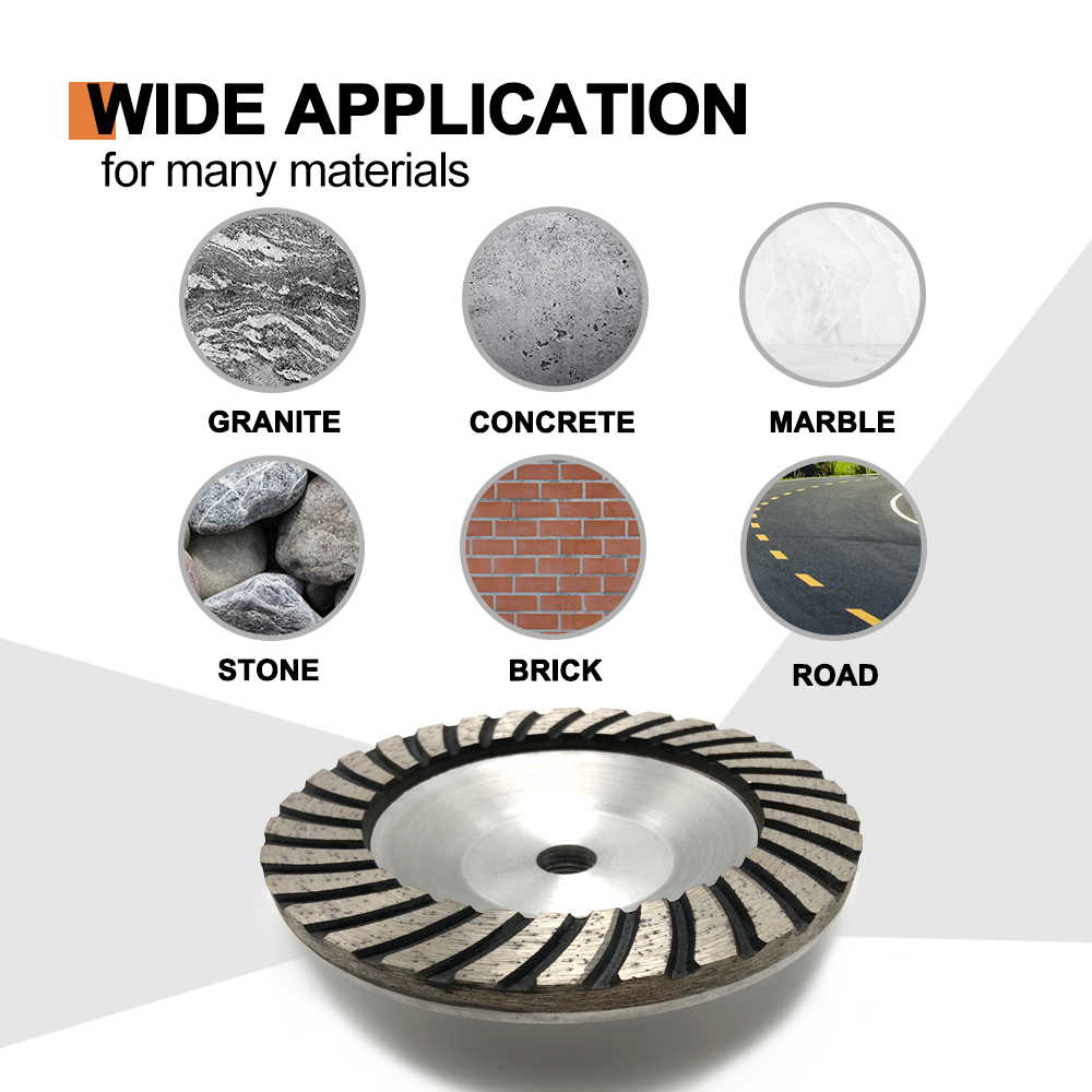 Sintered 5inch 125*20*8*30*M14 thread aluminum base diamond turbo cup wheel for grinding granite concrete