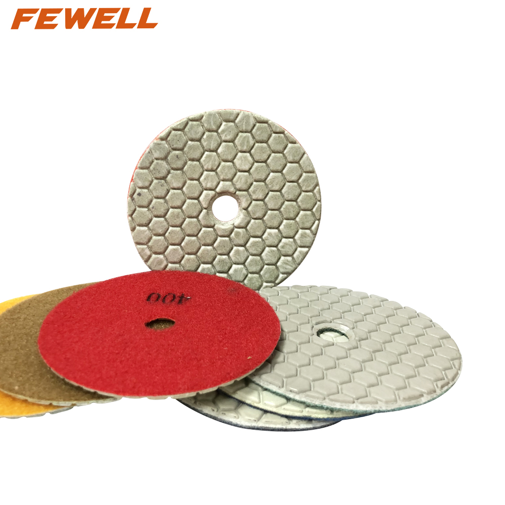 Premium Grade 4inch 100mm Diamond Dry Grinding Abrasive Pads 7 PCS Sets for Polishing Ceramic Tiles Granite Marble Concrete