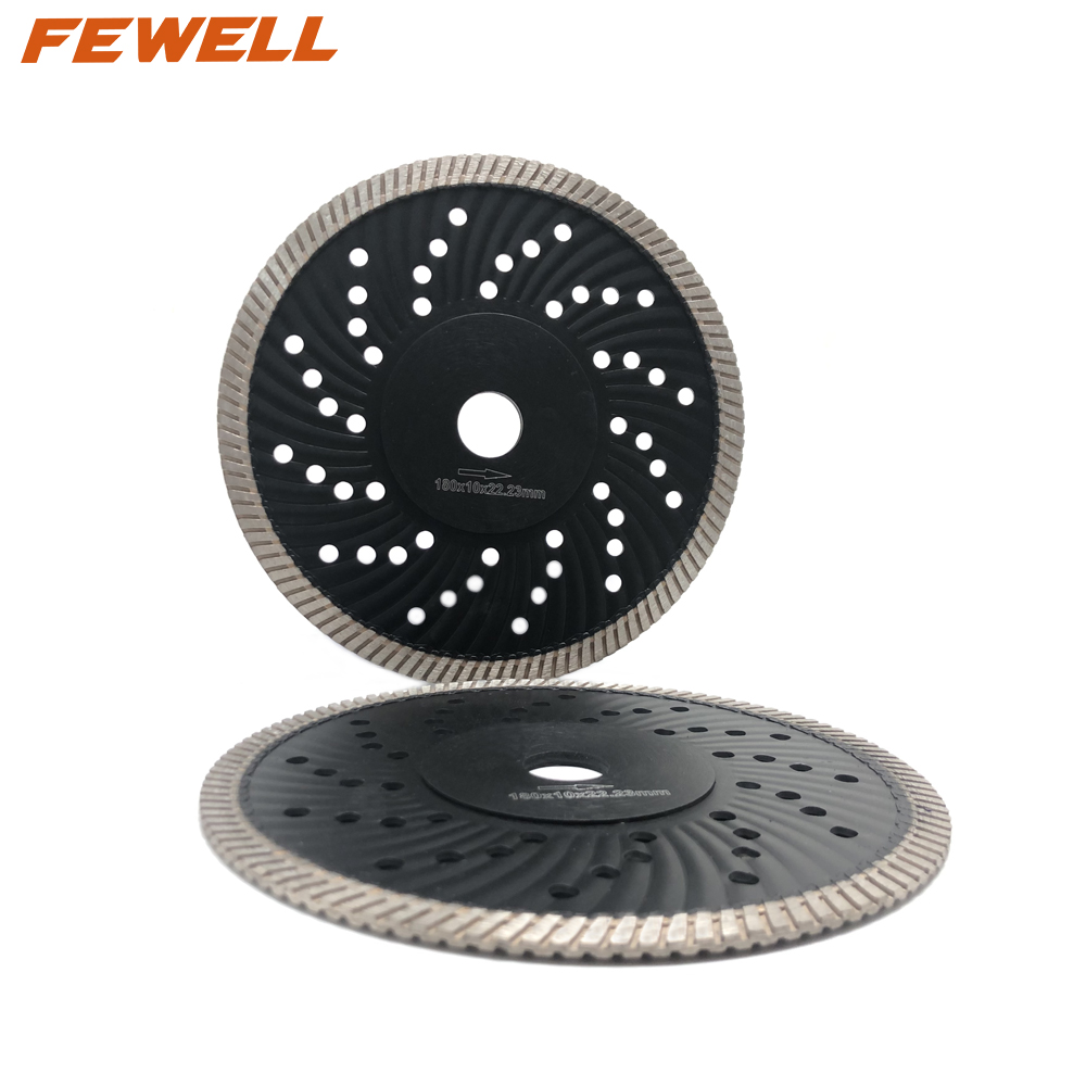 High quality 7inch 180*3.0*10*22.23mm Hot Press diamond turb wave saw blade with Reinforced Center for cutting granite 