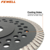 125*2.2*10*22.23mm cooling holes with reinforced center Hot Press turbo diamond saw blade for dry cutting granite