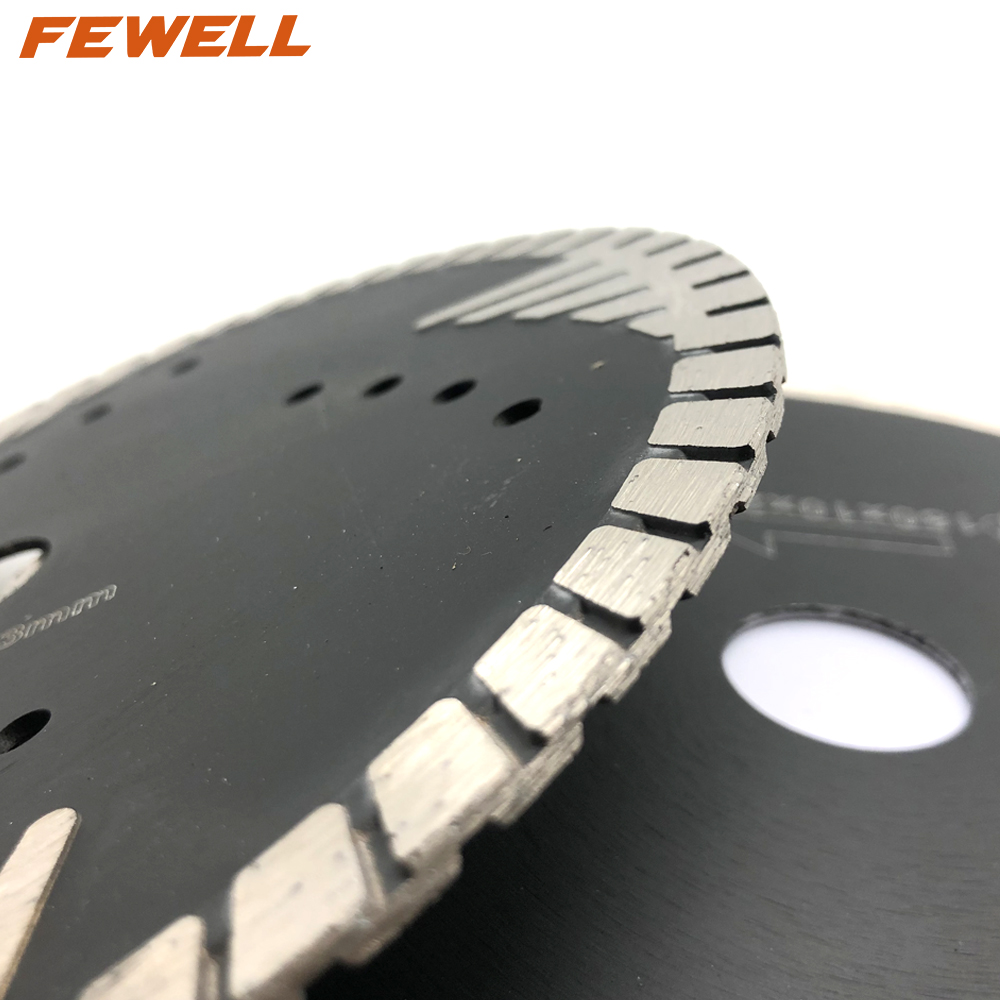 Hot Pressed 7inch 180*10*22.23mm MG turbo diamond saw blade with protection teeth for cutting abrasive materials concrete
