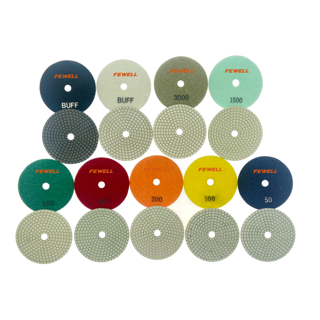 Top quality 4inch 100mm Diamond Dry Grinding Abrasive Pads 9 PCS Sets for Polishing Ceramic Tiles Granite Marble Concrete