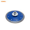 High Quality M14 Aluminum Flange 4 Inch 125MM Hot Press Diamond Turbo Saw Blade for Cutting Granite Concrete