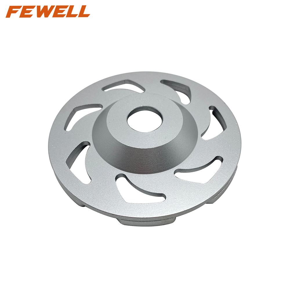 High quality Cold Press sintered 5" 125*22.23mm L segment type cup-shaped diamond grinding cup wheel for abrasiving concrete marble granite terrazzo