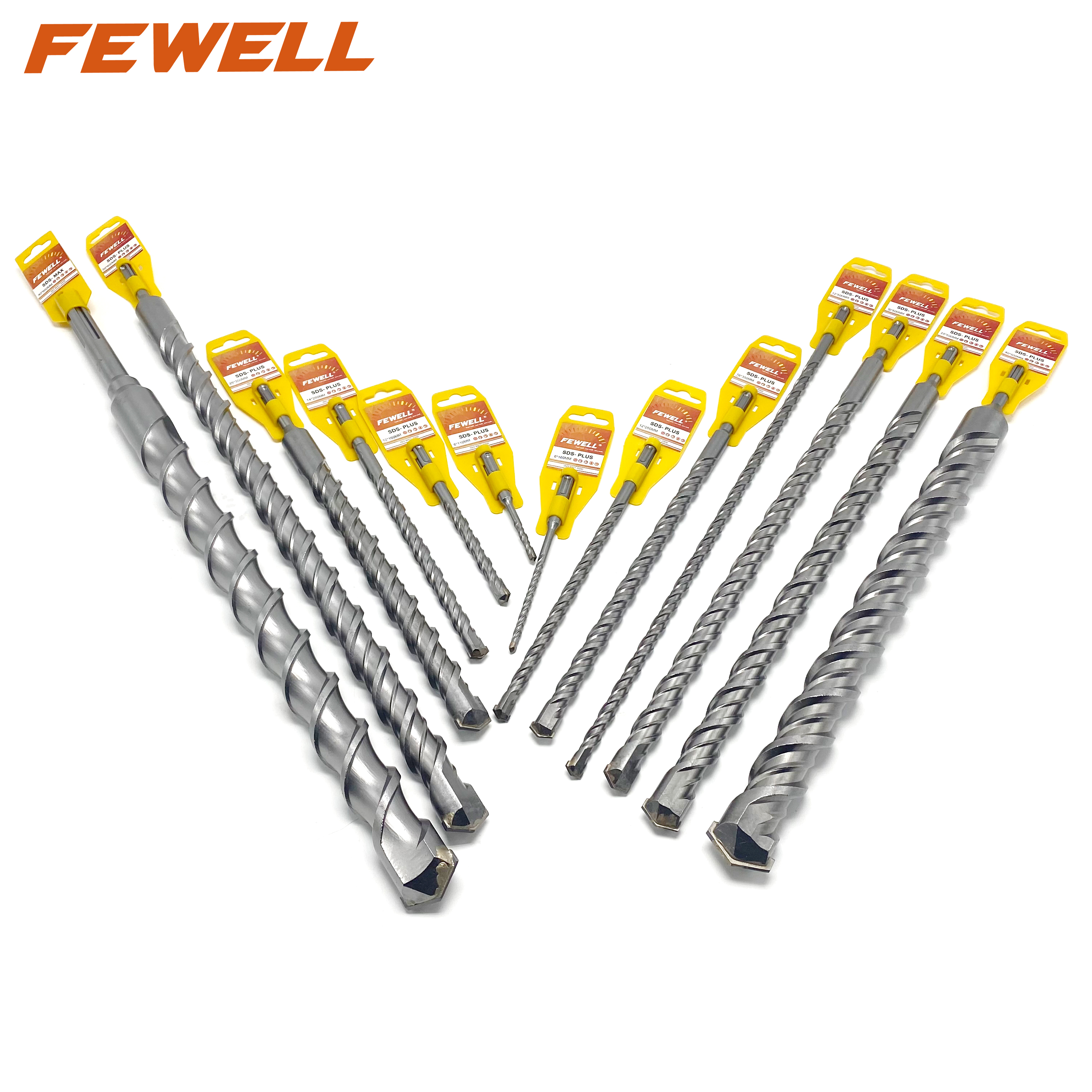 High quality SDS Plus Carbide Single Flat Tip 5mm Double Flute Electric hammer Drill Bit for Concrete wall Masonry Granite