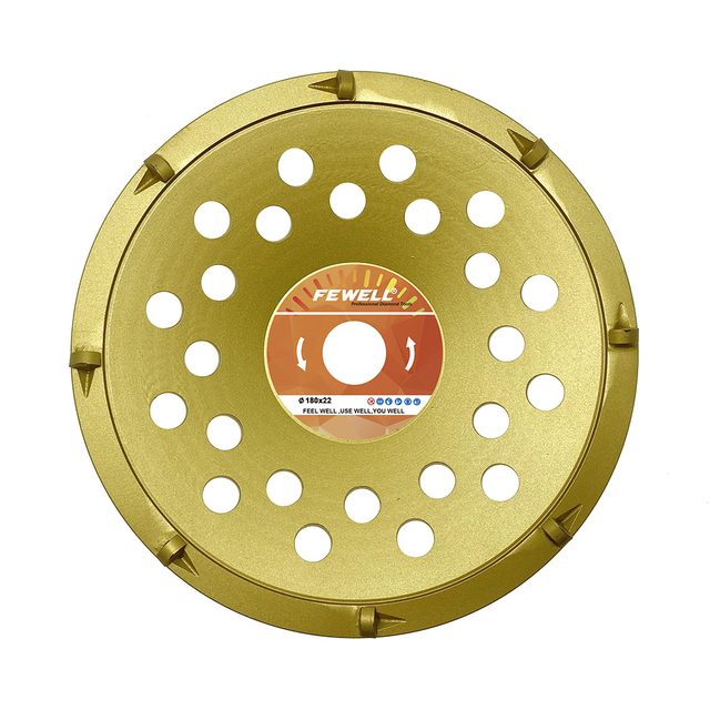 High quality silver brazed PCD 7inch 180*8T*22mm diamond cup wheel for surface grinding and coating removal