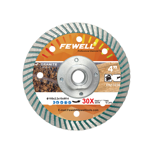 High quality 105*2.2*10*22.23/M14 aluminum flange 4inch Hot Press diamond fine turbo saw blade for cutting granite
