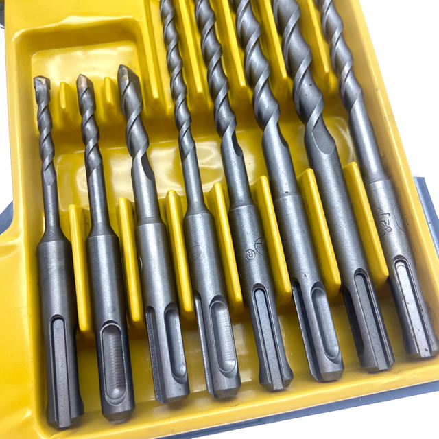 High quality 8Pcs SDS Plus Flat Tip Electric Rotary Hammer Drill Bits Set for drilling concrete granite Masonry general purpose