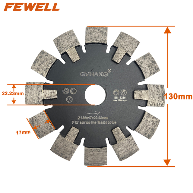 5” long life 130x17x22.23mm Underfloor Heating Diamond Tuck Point Saw Blade For Grooving Hard Concrete granite