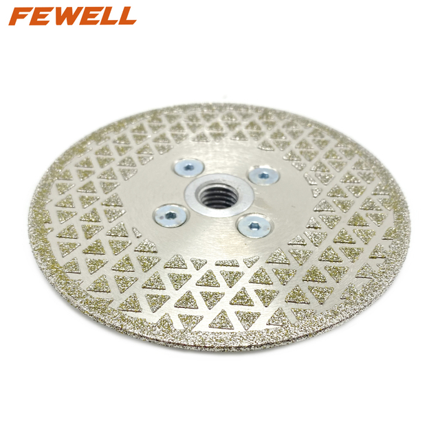 High quality 4.5/7/9inch 115/180/230mm M14 flange single side triangle shape electroplated diamond saw blade for marble 