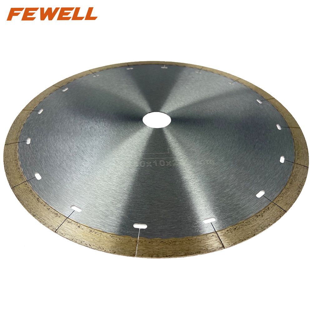 High quality 10/12/14inch 250/300/350*10mm T slot continuous Rim diamond saw blade for wet cutting ceramic tile porcelain