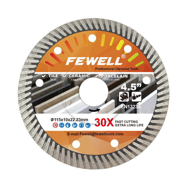High quality Hot press 4.5/5inch sintered 115/125*10*22.23mm with reinforced center super thin turbo diamond saw blade for cutting ceramic tile