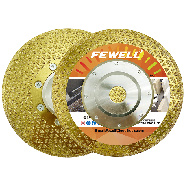 High quality 7/9inch 180/230mm*22.23 flange double side triangle shape blade electroplated diamond saw blade for marble