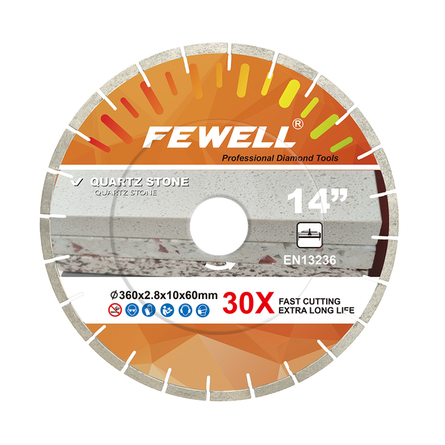 High quality 14/16inch 360*10*60mm silver brazed silent steel diamond saw blade for cutting quartz stone