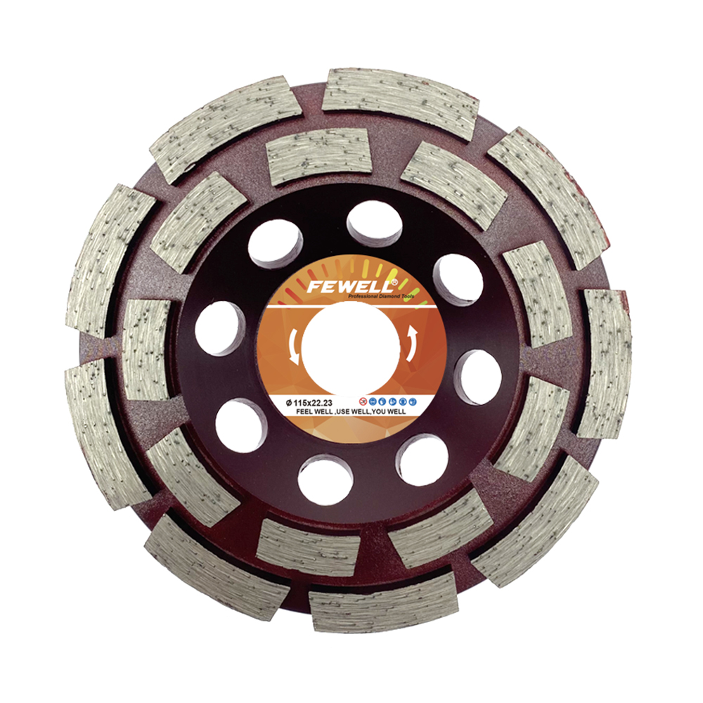 High quality Cold Press sintered 4.5/5inch 115/125*5*22.23mm double row diamond grinding cup wheel for abrasive concrete granite stone
