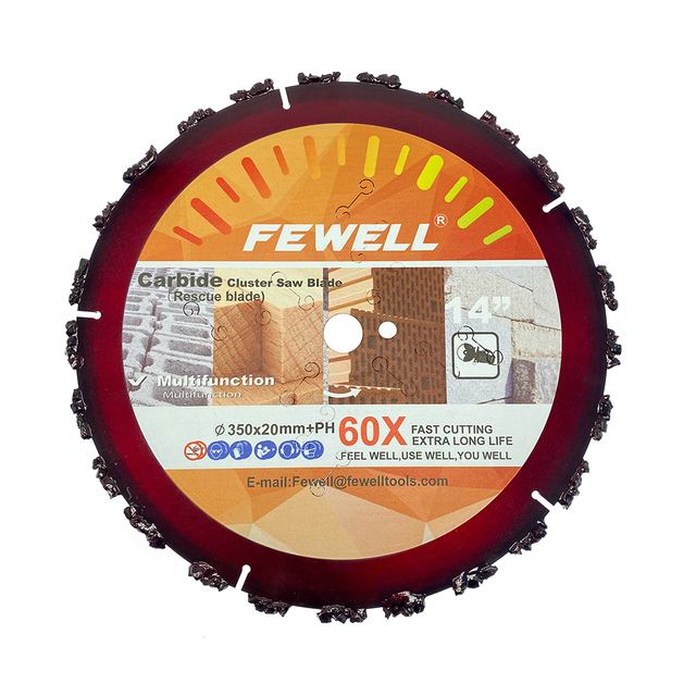 High quality 14inch Multifunction 350x25.4/20mm+pin hole Carbide cluster rescue saw blade with silent line for cutting concrete wood brick 