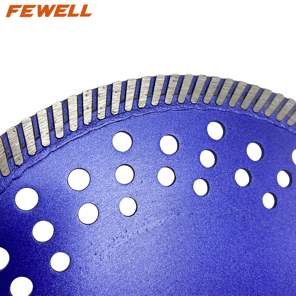Hot Press 7/9inch 180/230*10*22.23mm cooling holes turbo diamond saw blade for dry cutting granite