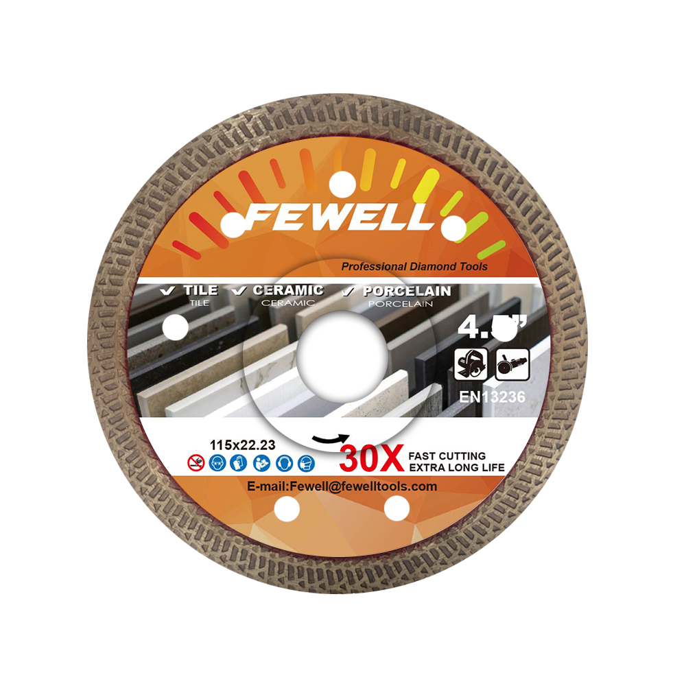 Hot press 115mm super ultra thin turbo diamond wheel saw blade for cutting ceramic tile porcelain