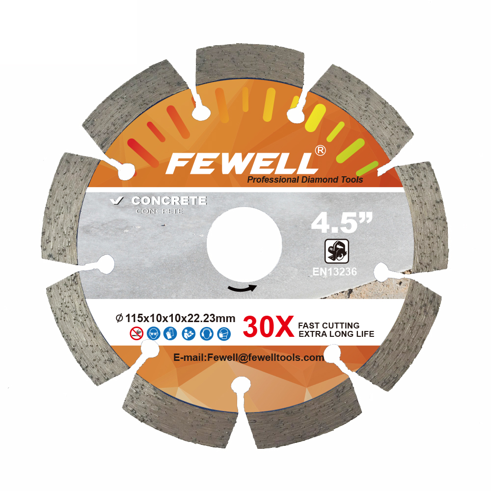 High quality Silver Brazed 4.5inch 115*22.23mm 10mm thickness diamond segmented tuck point saw blade for cutting beton concrete floor