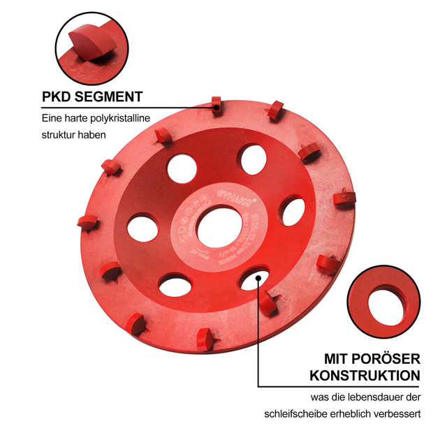 High Quality Silver Brazed 5in 125mm 12T PCD Grinding Cup Wheel for Concrete Terrazzo Asphalt Floor