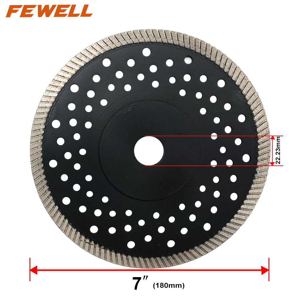 High quality Hot Press 7inch 180*2.6*10*22.23mm diamond saw blade turbo disc with reinforced center for dry cutting granite