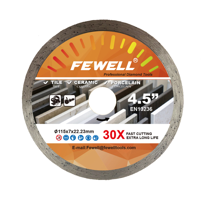High quality 115*2.0*7*22.23mm cold Press 4.5inch continuous Rim diamond cutting disc for cutting tile