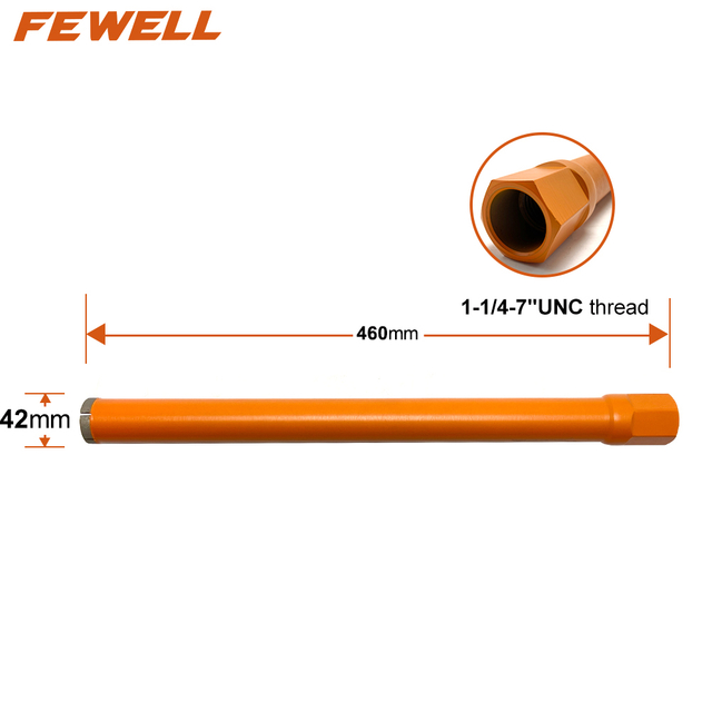 High quality Laser welded wet cutting 42-202*10*460*1-1/4"UNC diamond segment Core drill bit for cutting reinforced concrete