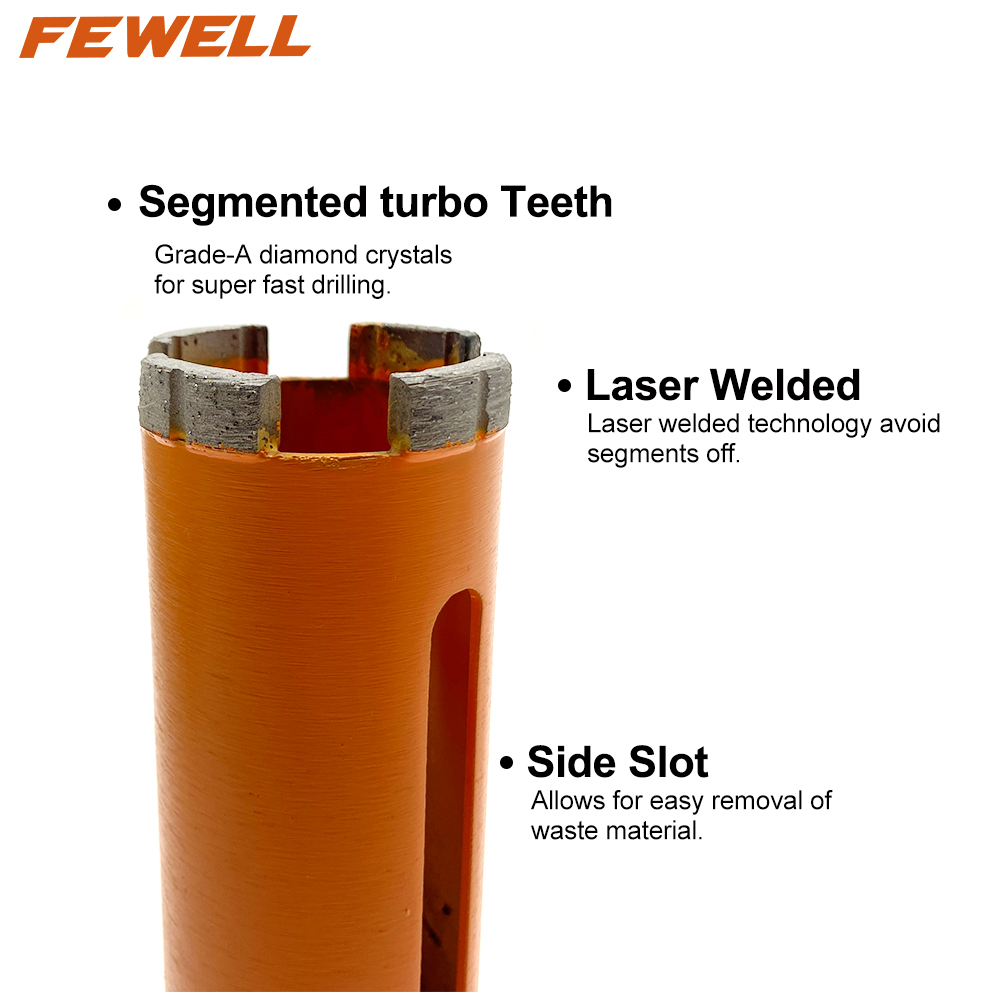 High quality laser welded 32-152*10*195*M16 diamond segment Core drill bit for reinforced concrete