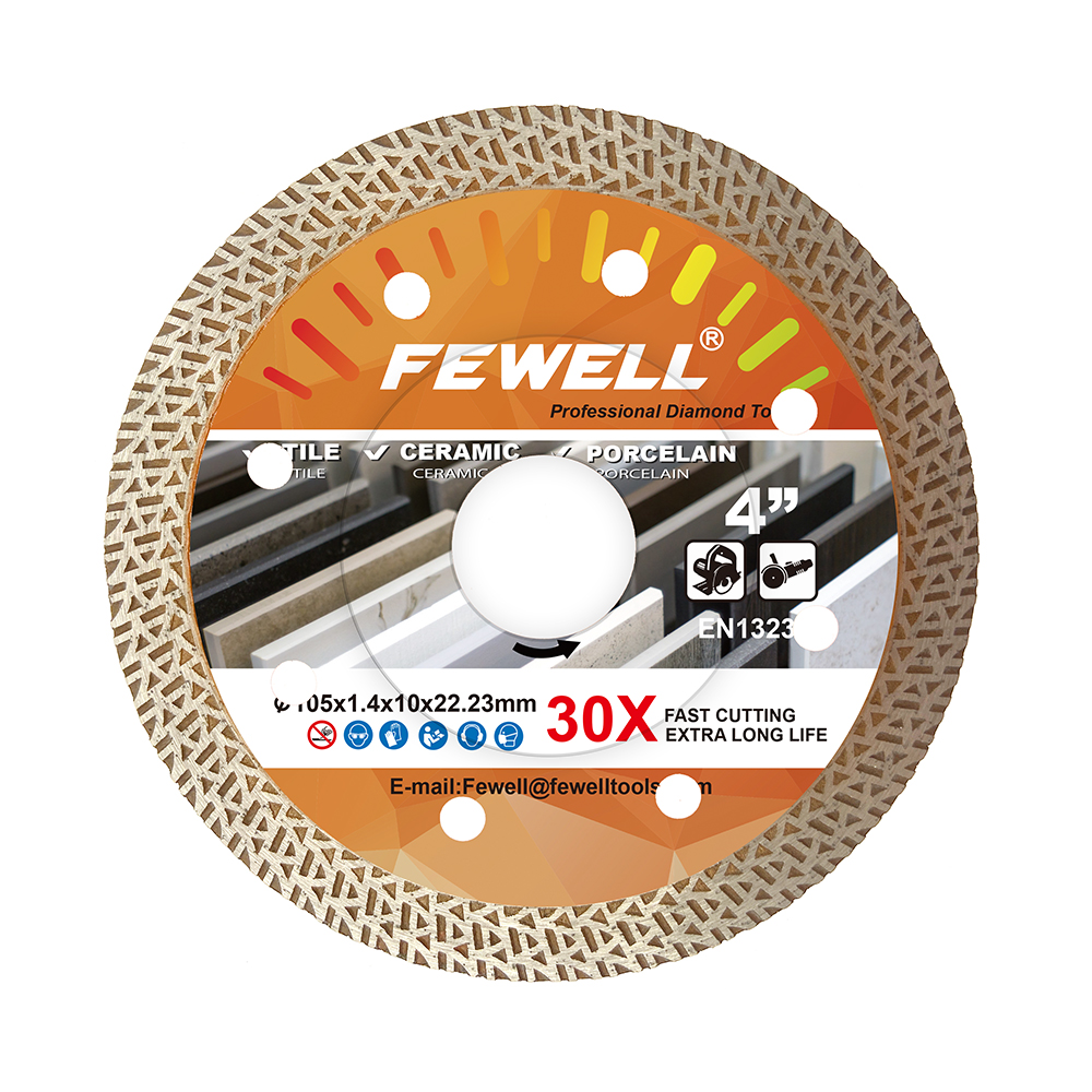 High quality hot press 4、4.5、5inch 105-125*10mm height special teeth reinforced center diamond saw blade for cutting ceramic tile porcelain