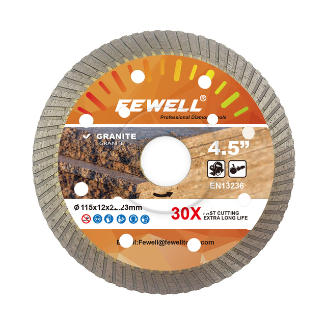 High quality Hot Press 4.5、5、9、12inch 115-300*12mm cooling holes diamond fine turbo blade with reinforced center for cutting granite