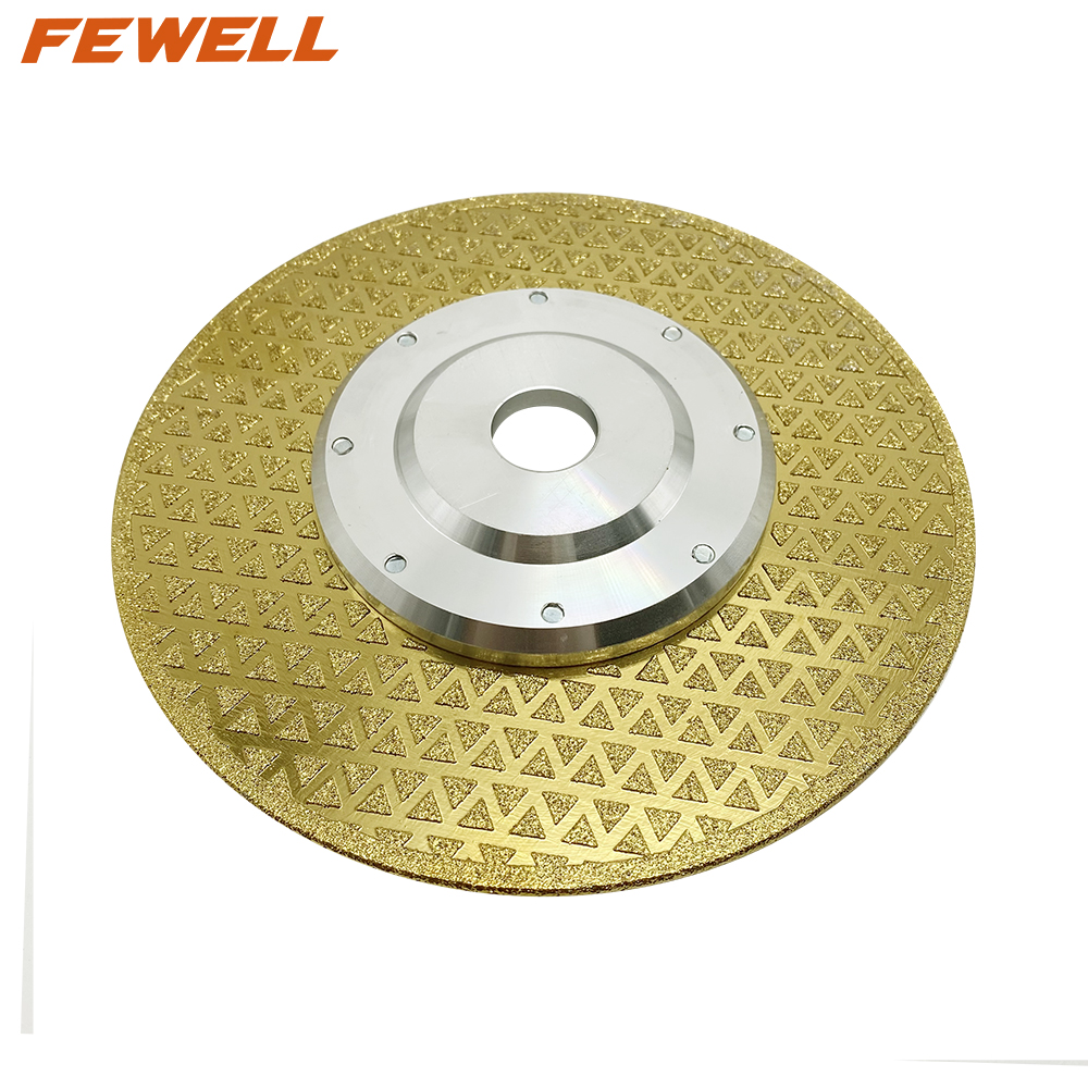 High quality 7/9inch 180/230mm*22.23 flange double side triangle shape blade electroplated diamond saw blade for marble