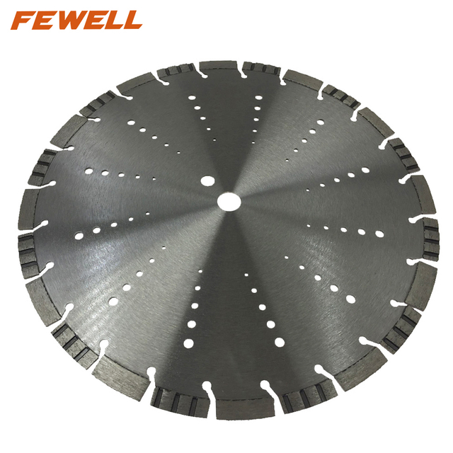 High quality Laser welded 14/16inch 350/406mm with cooling holes diamond mixed turbo segmented saw blade for cutting asphalt 