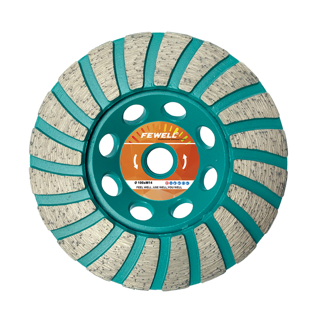 High quality Silver Brazed 4/4.5inch 100/115*5*M14 turbo diamond grinding cup wheel disc for concrete stone