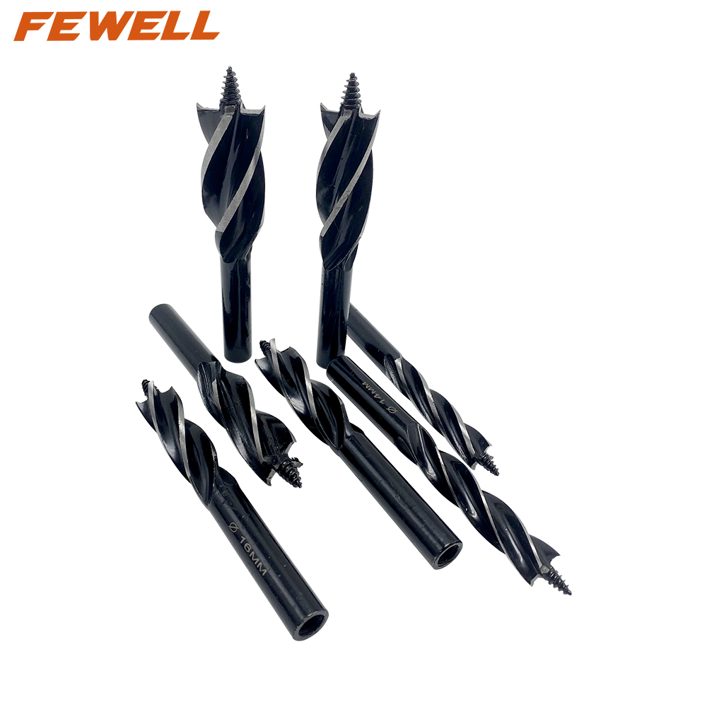 High quality 12 14 16 18 20 22 25mm 4 Flutes round shank Auger drill bit set for wood hole cutter