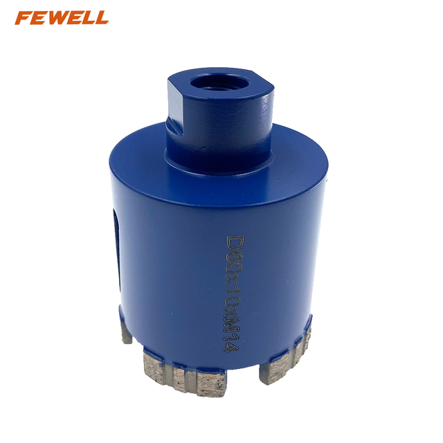 High quality 60*10*80*M14 thread Silver Brazed diamond segmented Core drill bit for reinforced concrete , concrete