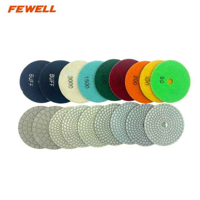 High quality 4inch 100mm Diamond Dry Grinding Abrasive Pads 9 PCS Sets for Polishing Ceramic Tiles Granite Marble Concrete