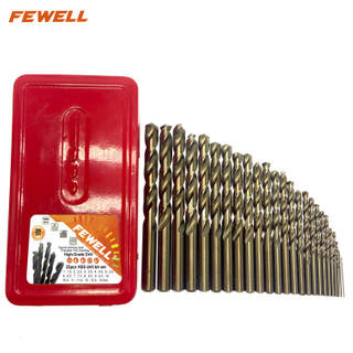 TOP quality 25PCS Fully Ground 5% Cobalt HSS M35 Twist Drill Bit Set for Drilling Metal, Inox and Stainless Steel