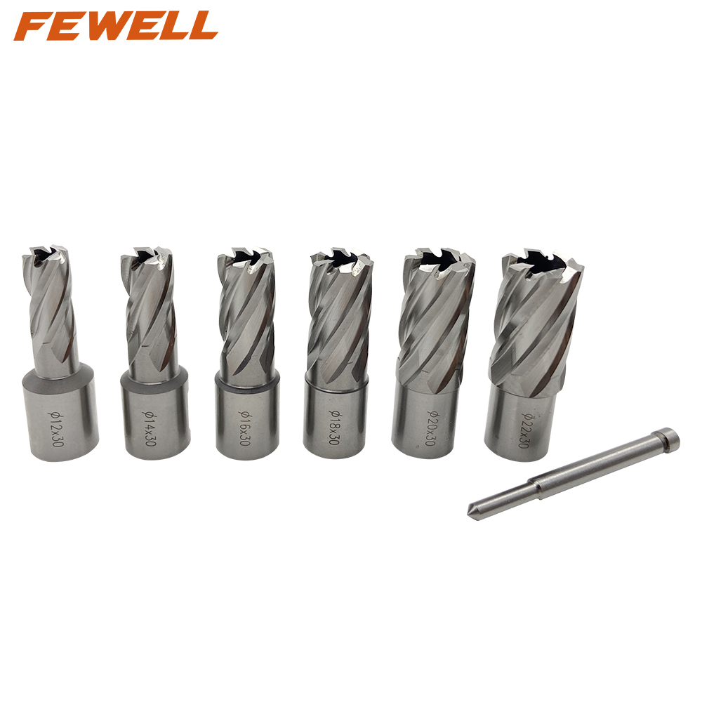 High quality Hole cutter weldon Shank 12/14/16/18/20/22*30mm HSS Annular Cutter set for magnetic base drills Metal Cutting 
